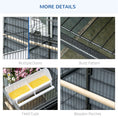 Load image into Gallery viewer, 52" Large Rolling Steel Bird Cage Bird House with Rolling Stand, Storage Shelf, Wood Perch, Food Container, Dark Grey
