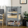 Load image into Gallery viewer, Wooden Hamster Cage with Storage Shelf, Large Rat Mouse Habitat Including Seesaw, Small Animal Cage with Sliding Tray, Wide Ramp for Racing, Running Wheel, 35.5" H
