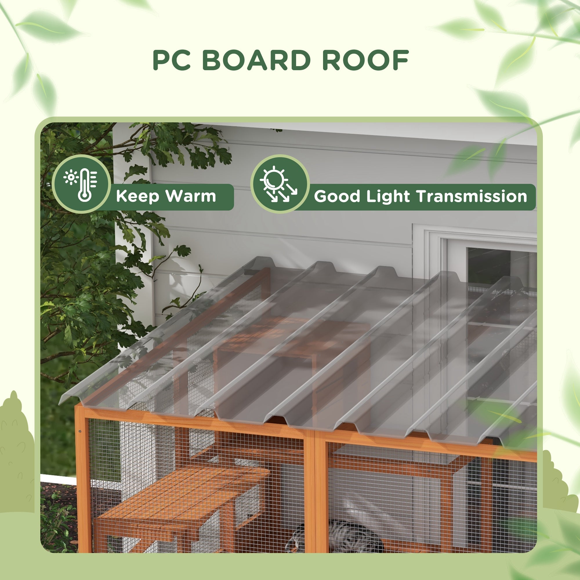 PawHut Catio, Outdoor Cat Enclosure Window Box, Wooden Cat House Playground with Scratching Posts, Weather Protection Roof for 1-5 Kitties, Resting Boxes, 118" x 55" x 75.5", Orange