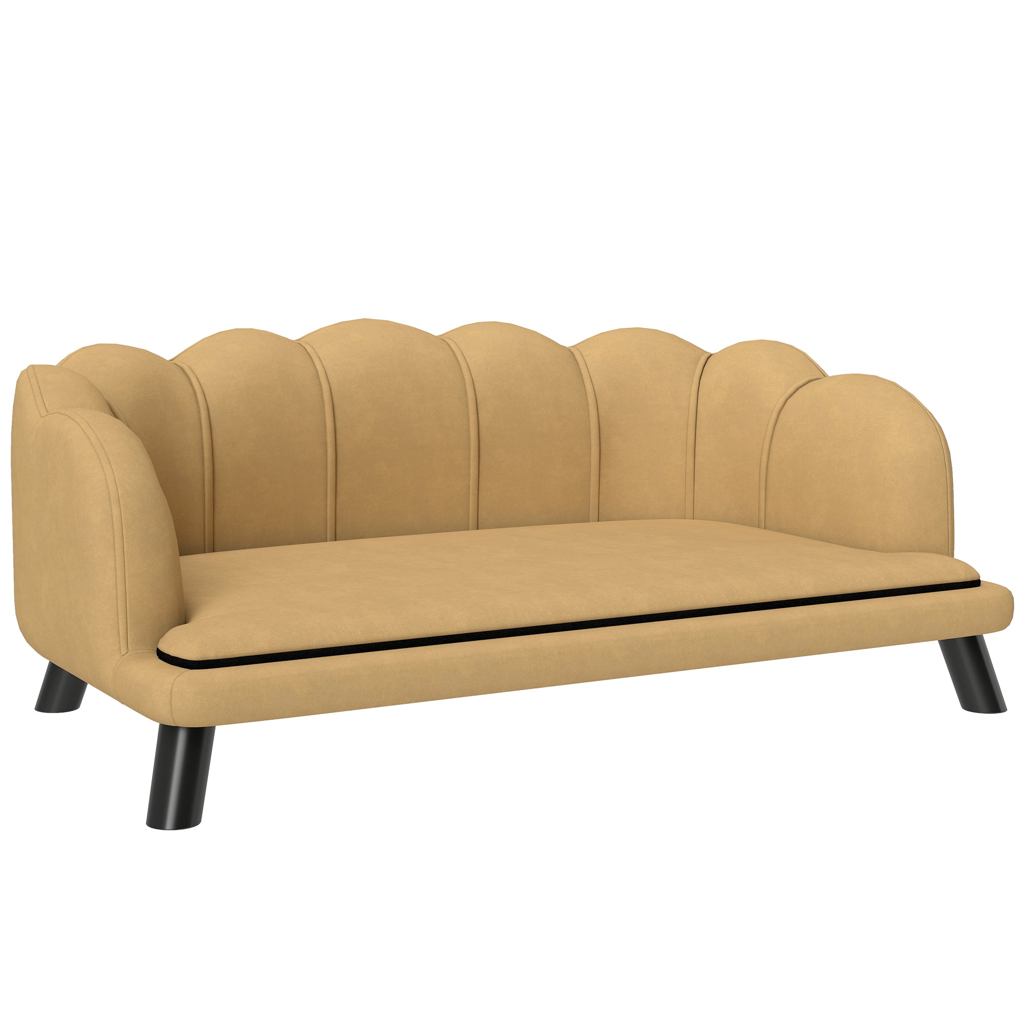 Velvet Large Dog Couch with Foam Cushion, Soft and Cute Dog Bed with Pearl Design, Dog Sofa for Big and Medium Dogs, Coffee