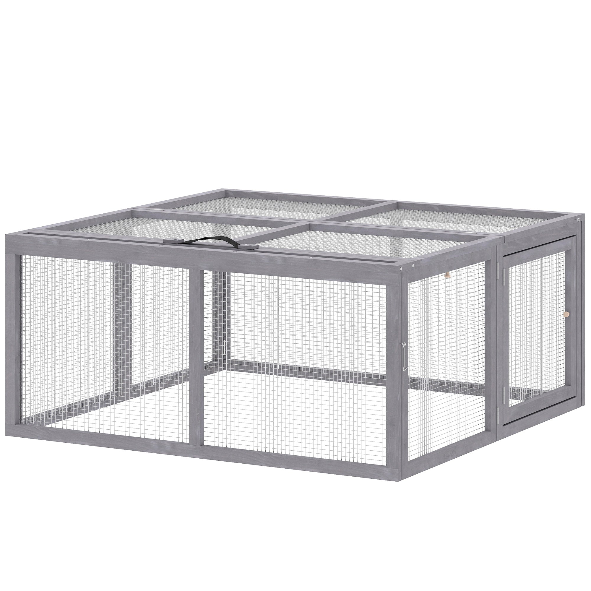 PawHut Foldable Rabbit Run with Openable Top & Carry Handle 110 x 105 x ...