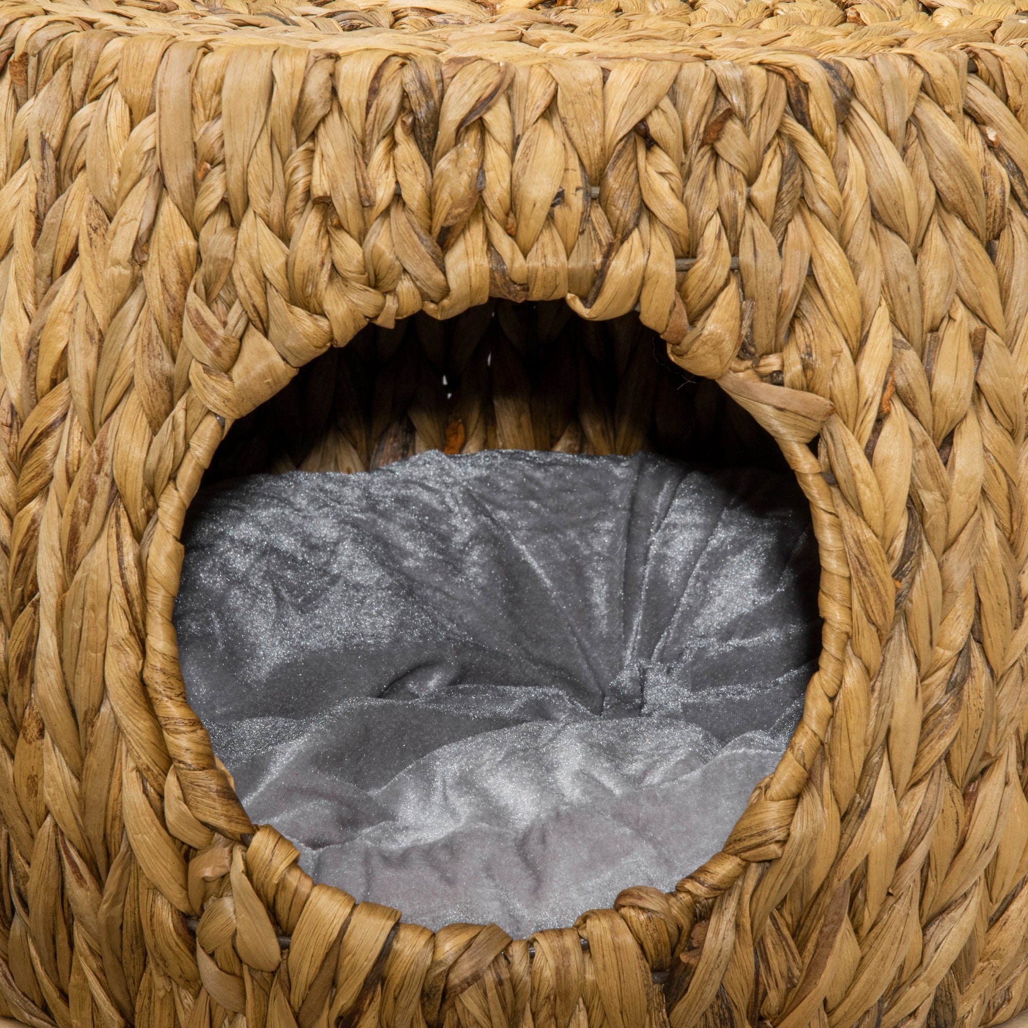 Wicker Cat Bed, Rattan Kitten Bed with Washable Cushion, Elevated Pet Bed for Indoor Cats, Light Brown