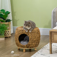 Load image into Gallery viewer, Wicker Cat Bed, Rattan Kitten Bed with Washable Cushion, Elevated Pet Bed for Indoor Cats, Light Brown
