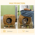 Load image into Gallery viewer, Wicker Cat Bed, Rattan Kitten Bed with Washable Cushion, Elevated Pet Bed for Indoor Cats, Light Brown
