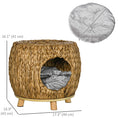 Load image into Gallery viewer, Wicker Cat Bed, Rattan Kitten Bed with Washable Cushion, Elevated Pet Bed for Indoor Cats, Light Brown
