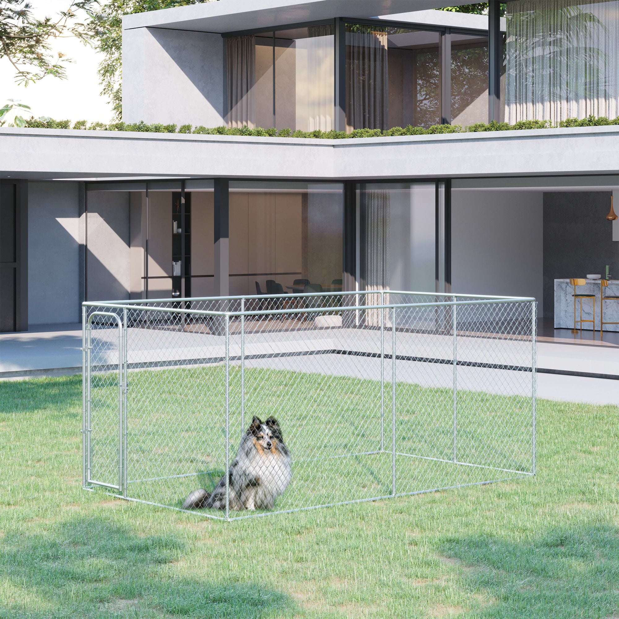 99 Sq. Ft. Dog Playpen Outdoor, Walk-in Dog Run Kennel Puppy Exercise Pen with Galvanized Steel Frame, for Small and Medium Dogs, 13' x 7.5' x 6'