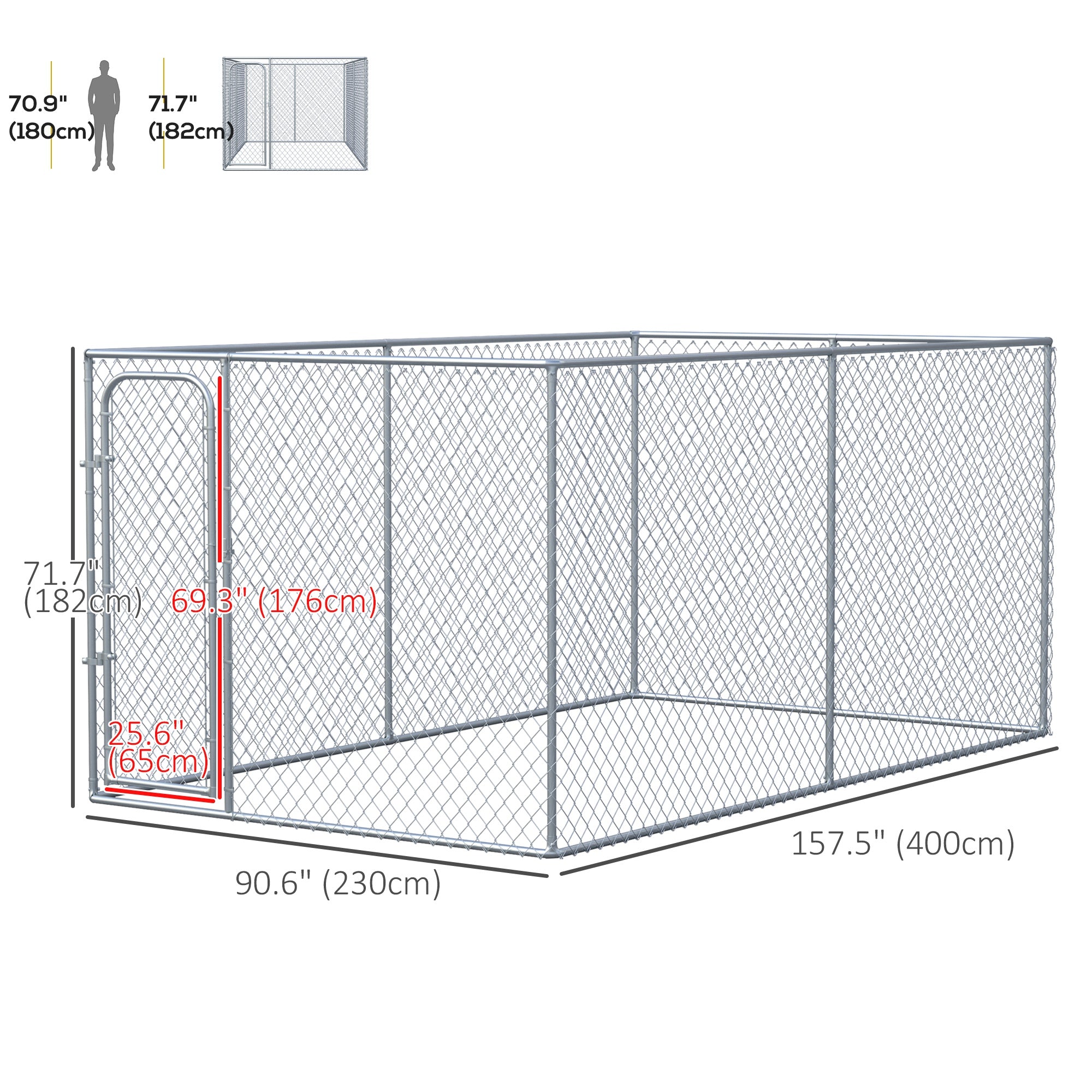 99 Sq. Ft. Dog Playpen Outdoor, Walk-in Dog Run Kennel Puppy Exercise Pen with Galvanized Steel Frame, for Small and Medium Dogs, 13' x 7.5' x 6'