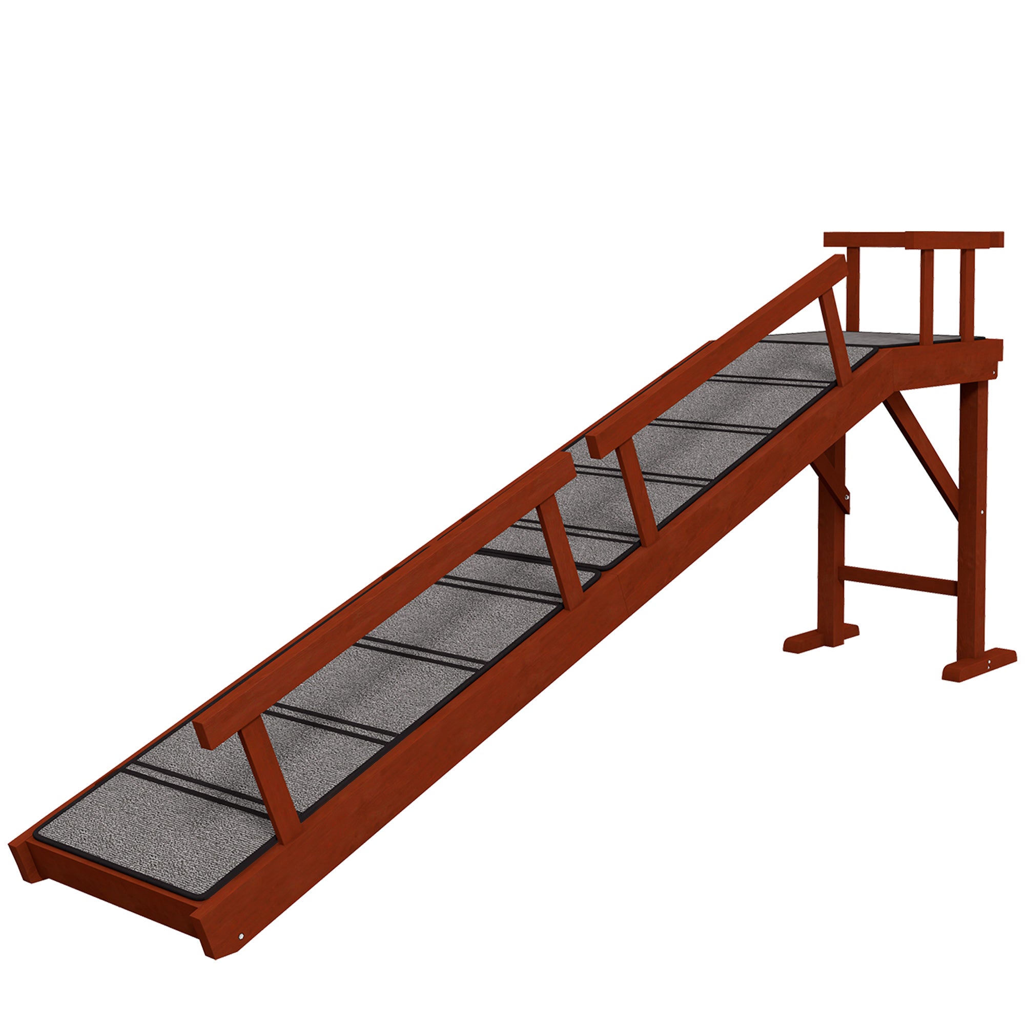 Wooden Dog Ramp for Large Dogs, 73" Long Pet Ramp with Non-slip Rug, Removable Guardrails, Dog Stairs for Couch, Bed, Brown