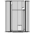 Load image into Gallery viewer, 53.1" Tall Pet Gate with Cat Door, 32"-42.5" Wide Adjustable Pressure Mounted Dog Gate for Doorways, Hallways, Stairs, Includes 2 Extensions, No Drilling, Black
