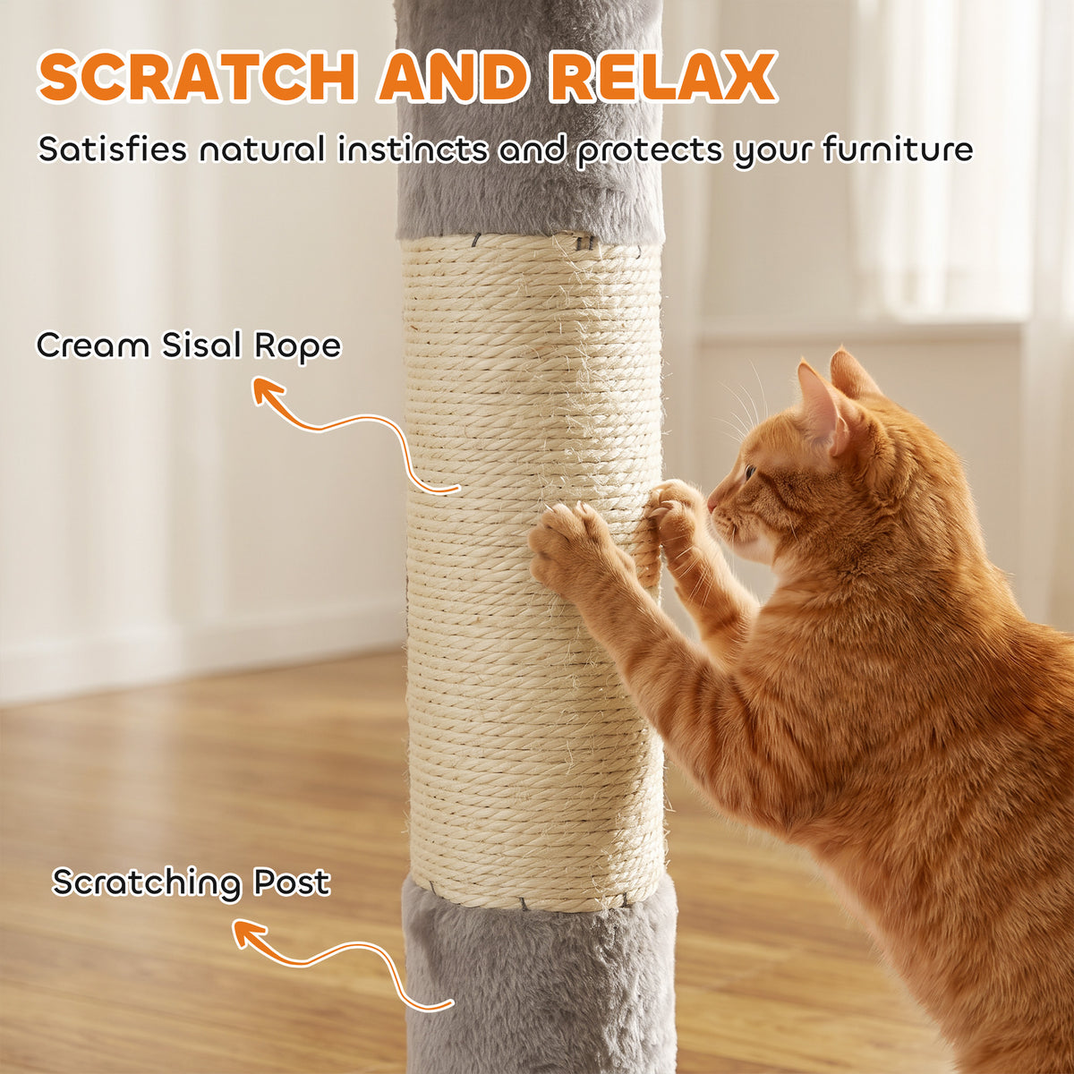 Floor to Ceiling Cat Tree, 230-250cm Multi-Level Cat Tower with Adjustable Height, Scratching Posts, Condo, Platforms and 3 Dangling Balls, Activity Tree for Indoor Kittens, Light Grey