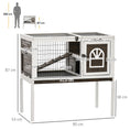 Load image into Gallery viewer, Wooden Rabbit Hutch, Elevated Guinea Pig Cage w/ Openable Roof, Ladder, Removable Tray, 90 x 53 x 87cm - Brown
