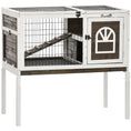 Load image into Gallery viewer, PawHut Wooden Rabbit Hutch, Indoor Elevated Guinea Pig Cage with Run, Ladder, Lockable Doors and Removable Tray, Coffee
