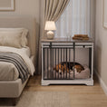 Load image into Gallery viewer, Dog Crate Furniture, 80 cm Double Door Wooden Dog Crate with Sliding Barn Door, Indoor Kennel End Table for Medium Breeds, Anti-Chew Steel Puppy Cage, White
