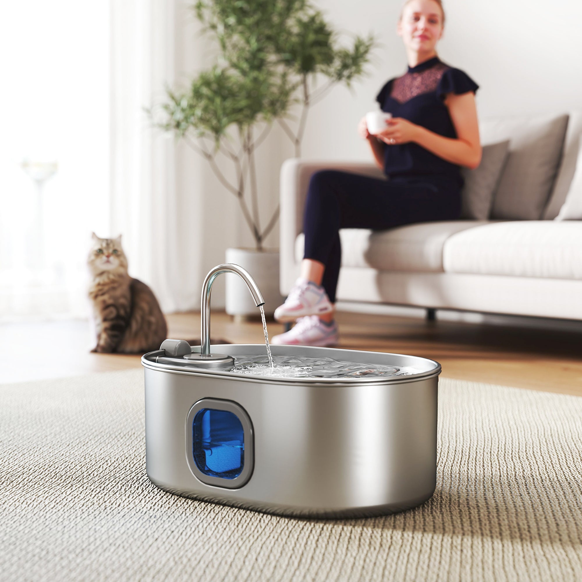 Cat Water Fountain Stainless Steel, 246 oz. / 7L Automatic Pet Fountain with Filters, Ultra-Quiet Pump, Visibility Window, Dog Water Bowl Dispenser for Cats, Dogs and Multi-Pet Homes