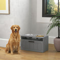 Load image into Gallery viewer, Raised Dog Bowl, Elevated Pet Bowls with Slow Feeder, Two Stainless Steel Bowls, Drawer, for Large & Extra Large Dogs, Grey
