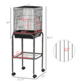 Load image into Gallery viewer, 45-inch Metal Indoor Bird Cage, Parrot Cage, Bird Aviary with Detachable Rolling Stand, Storage Basket, and Accessories - Black
