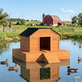 Load image into Gallery viewer, Floating Duck Coop, Wooden Duck House with Ramp and Waterproof Asphalt Roof, Small Animal House with Dual Openings for 1-2 Poultry, Small Geese, 66" x 43" x 28", Orange
