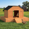 Load image into Gallery viewer, Floating Duck Coop, Wooden Duck House with Ramp and Waterproof Asphalt Roof, Small Animal House with Dual Openings for 1-2 Poultry, Small Geese, 66" x 43" x 28", Orange
