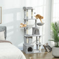 Load image into Gallery viewer, Cat Tree, 67" Large Cat Tower for Indoor Kittens Multi-Level with 7 Scratching Posts, Tunnel, 2 Plush Condos, Hammock, Perch, Ramp, Pompoms, Light Grey
