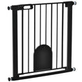 Load image into Gallery viewer, 30"-32" Extra Wide Pet Gate with Small Door, 30"H Dog Gate with Safety Gate Barrier, Stair Pressure Fit, Auto Close, Double Locking, for Doorways, Hallways, Black
