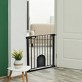 Load image into Gallery viewer, 30"-32" Extra Wide Pet Gate with Small Door, 30"H Dog Gate with Safety Gate Barrier, Stair Pressure Fit, Auto Close, Double Locking, for Doorways, Hallways, Black
