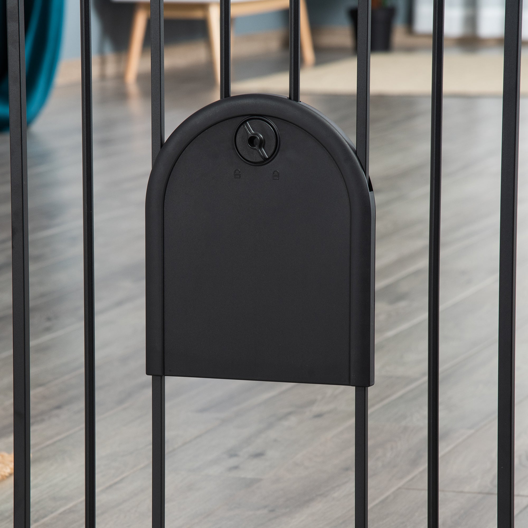 30"-32" Extra Wide Pet Gate with Small Door, 30"H Dog Gate with Safety Gate Barrier, Stair Pressure Fit, Auto Close, Double Locking, for Doorways, Hallways, Black