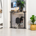 Load image into Gallery viewer, 30"-32" Extra Wide Pet Gate with Small Door, 30"H Dog Gate with Safety Gate Barrier, Stair Pressure Fit, Auto Close, Double Locking, for Doorways, Hallways, Black
