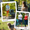 Load image into Gallery viewer, Dog Pram Dog Stroller Jogger Foldable Pet Pushchair for Medium, Small Dogs, w/ Rubber Wheels, Washable Cushion - Dark Green
