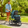 Load image into Gallery viewer, Dog Pram Dog Stroller Jogger Foldable Pet Pushchair for Medium, Small Dogs, w/ Rubber Wheels, Washable Cushion - Dark Green
