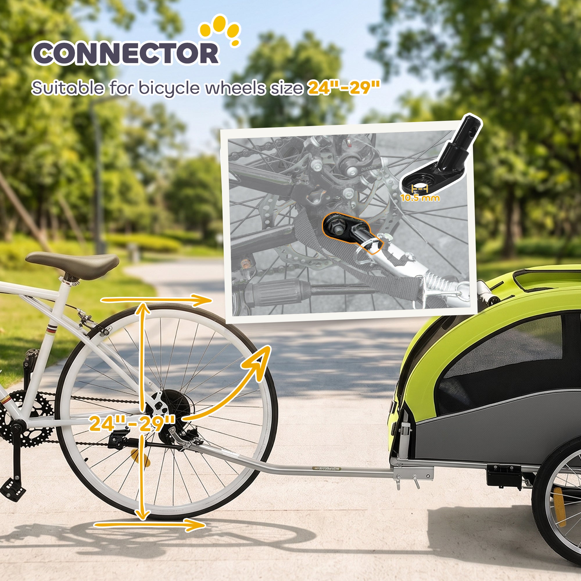 2 in 1 Dog Bike Trailer, Dog Stroller, Foldable Pet Bicycle Trailer Wagon with Suspension, 600D Oxford Fabric, Reflectors, Handbrake, Universal Hitch Coupler, for Medium Dogs up to 20kg, Green
