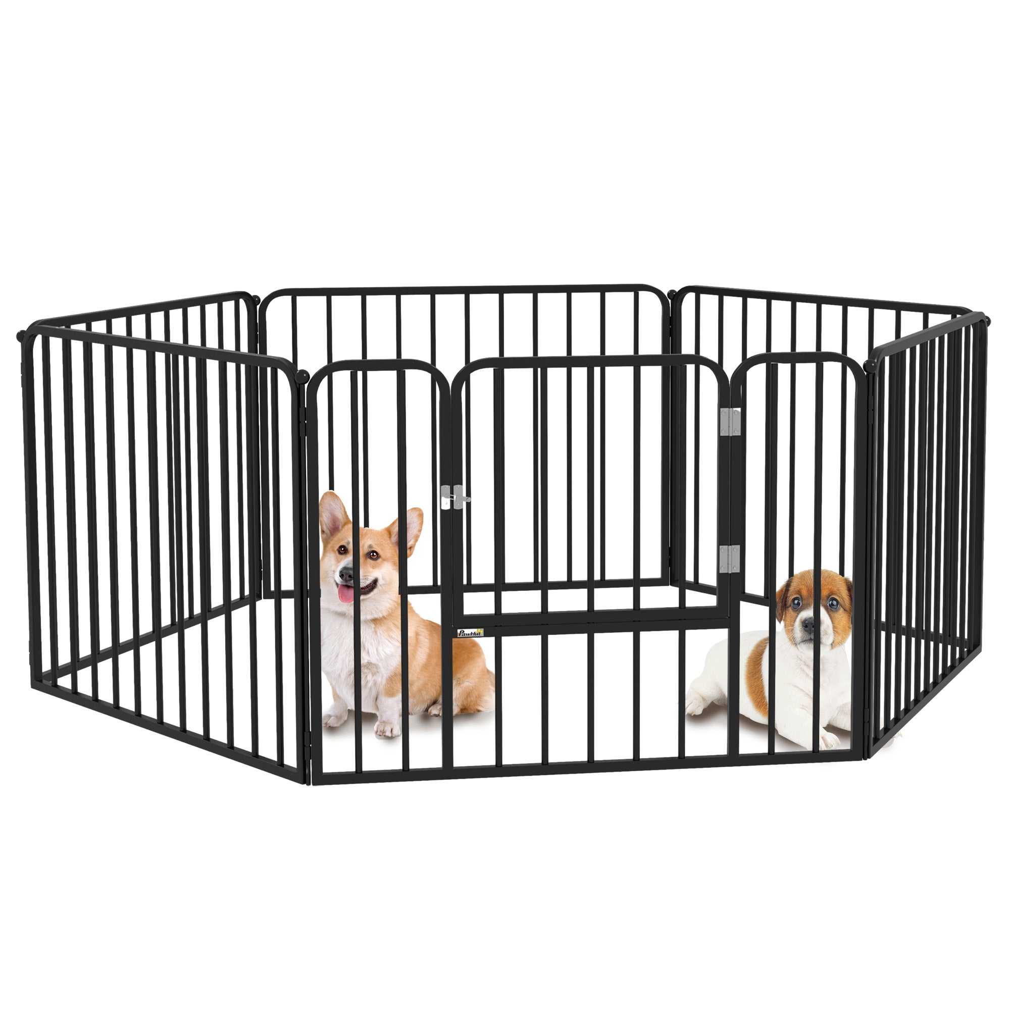 Heavy Duty Dog Playpen, Steel Dog Pen with Door, Pet Exercise Fence, Outdoor Indoor DIY Design for Small and Medium Dogs, 24" Height, 6 Panels