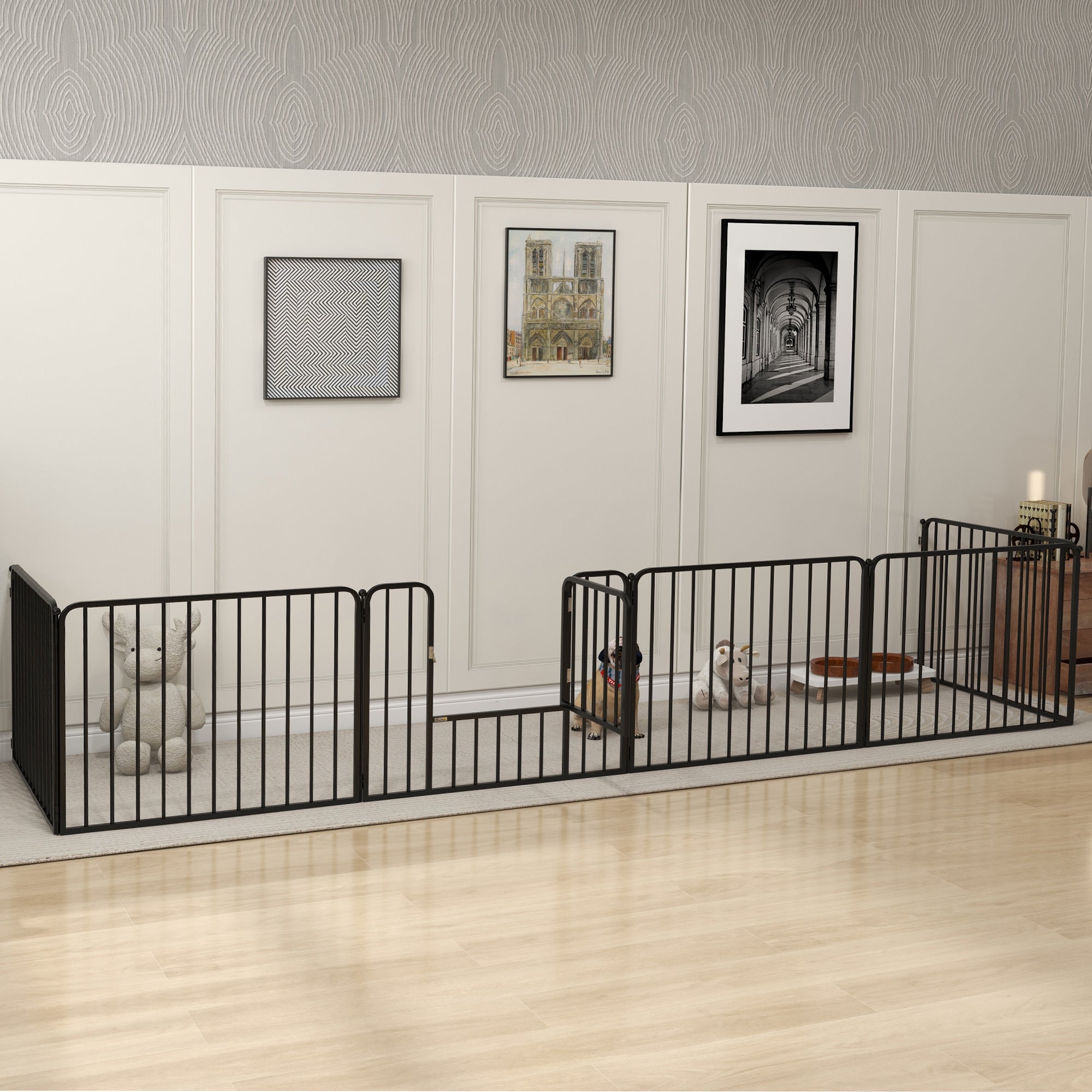 Heavy Duty Dog Playpen, Steel Dog Pen with Door, Pet Exercise Fence, Outdoor Indoor DIY Design for Small and Medium Dogs, 24" Height, 6 Panels