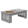 Load image into Gallery viewer, Raised Dog Bowl Feeding Bowls with Stand for Extra Small and Small Dogs Elevated Pet Bowls Water Food Feeder 44L x 24W x 15H cm - Grey

