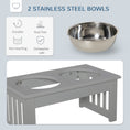 Load image into Gallery viewer, Raised Dog Bowl Feeding Bowls with Stand for Extra Small and Small Dogs Elevated Pet Bowls Water Food Feeder 44L x 24W x 15H cm - Grey
