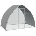 Load image into Gallery viewer, Walk In Chicken Run, Galvanised Chicken Coop Outdoor with Cover, Poultry Cage, for 8-12 Chickens, Hens, Ducks, Rabbits, 3 x 1.9 x 2.2m - Silver Tone
