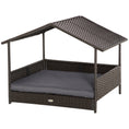 Load image into Gallery viewer, Elevated Rattan Dog House Outdoor with Canopy, Wicker Dog Bed with Water-Resistant Cushion, for Small and Medium Dogs Grey
