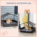 Load image into Gallery viewer, Elevated Rattan Dog House Outdoor with Canopy, Wicker Dog Bed with Water-Resistant Cushion, for Small and Medium Dogs Grey
