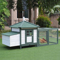 Load image into Gallery viewer, Chicken Coop with Chicken Run, Outdoor Hen House Poultry Cage with Nesting Box, Openable Top, 196 x 76 x 97cm, Green
