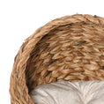 Load image into Gallery viewer, Woven Banana Leaf Elevated Cat Bed Wicker Kitten Basket Pet Den. House Cosy Cave with Soft Cushion Dome 50x42x60cm Brown
