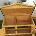 Load image into Gallery viewer, PawHut 2 Levels Outdoor Rabbit Hutch with Openable Top, 59" Wooden Large Rabbit Cage with Run Weatherproof Roof, Removable Tray, Ramp, Yellow
