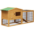 Load image into Gallery viewer, PawHut 2 Levels Outdoor Rabbit Hutch with Openable Top, 59" Wooden Large Rabbit Cage with Run Weatherproof Roof, Removable Tray, Ramp, Yellow
