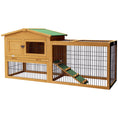 Load image into Gallery viewer, PawHut 2 Levels Outdoor Rabbit Hutch with Openable Top, 59" Wooden Large Rabbit Cage with Run Weatherproof Roof, Removable Tray, Ramp, Yellow
