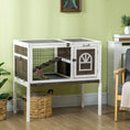 Charger l'image dans la visionneuse de la galerie, Rabbit Hutch, Indoor Elevated Bunny Cage with Run, Ladder, Slide-Out Tray and Lockable Doors, Rabbit House Guinea Pig Cage with Dual-Height Design, Coffee
