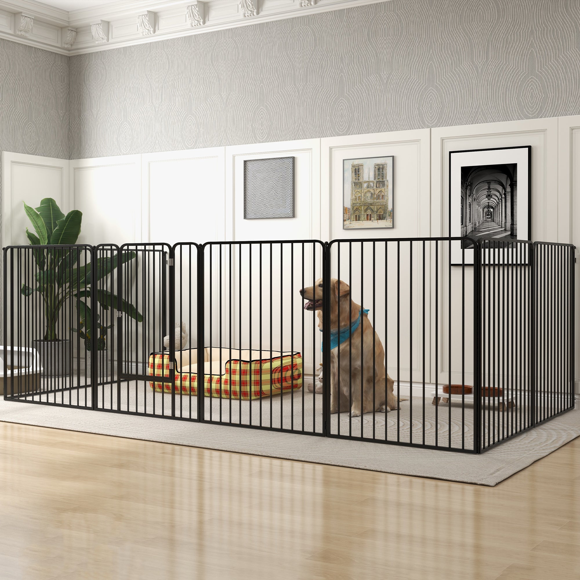 Heavy Duty Dog Playpen, 8 Panels Dog Pen, 100cm Height Pet Playpen Exercise Pen, with Door, for Small and Medium, Large Dogs