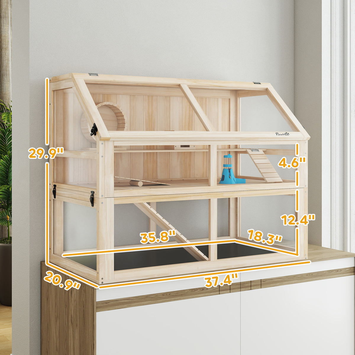 Multi-Layer Wooden Hamster Cage with Fun Accessories & Easy Cleaning