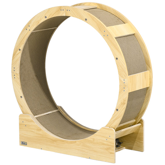 Cat Wheel for Indoor Cats, Cat Treadmill with Brake, Scratching Pads, Cat Exercise Wheel for Health - Oak Tone