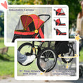 Load image into Gallery viewer, Pet Stroller for Small and Medium Dogs, 3 Big Wheels Cat Stroller Travel Folding Carrier with Adjustable Canopy, Safety Tether, Storage Basket, Red
