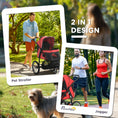 Load image into Gallery viewer, Pet Stroller for Small and Medium Dogs, 3 Big Wheels Cat Stroller Travel Folding Carrier with Adjustable Canopy, Safety Tether, Storage Basket, Red
