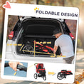 Load image into Gallery viewer, Pet Stroller for Small and Medium Dogs, 3 Big Wheels Cat Stroller Travel Folding Carrier with Adjustable Canopy, Safety Tether, Storage Basket, Red
