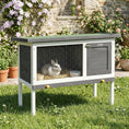 Load image into Gallery viewer, Wooden Rabbit Hutch, Guinea Pig Hutch with Openable Asphalt Roof and Pull-Out Tray, Outdoor Elevated Bunny House for Rabbits, Chinchillas and Small Animals, Indoor Outdoor Use, Grey
